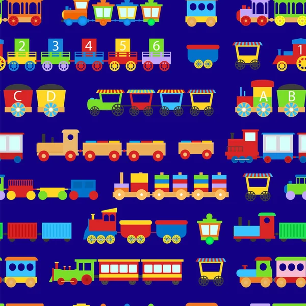 Cartoon Train Toy Children Concept Seamless Pattern Ιστορικό. Διάνυσμα — Διανυσματικό Αρχείο