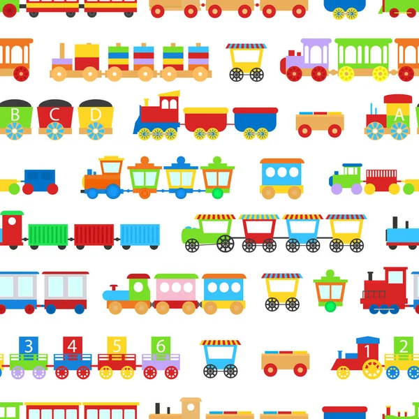 Cartoon Train Toy Children Concept Seamless Pattern Ιστορικό. Διάνυσμα — Διανυσματικό Αρχείο