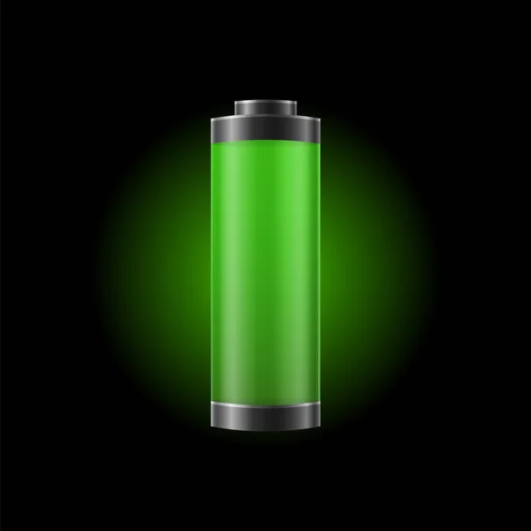 Ρεαλιστική Λεπτομερής 3d Battery Charge Δείκτης Πλήρης ισχύς. Διάνυσμα — Διανυσματικό Αρχείο