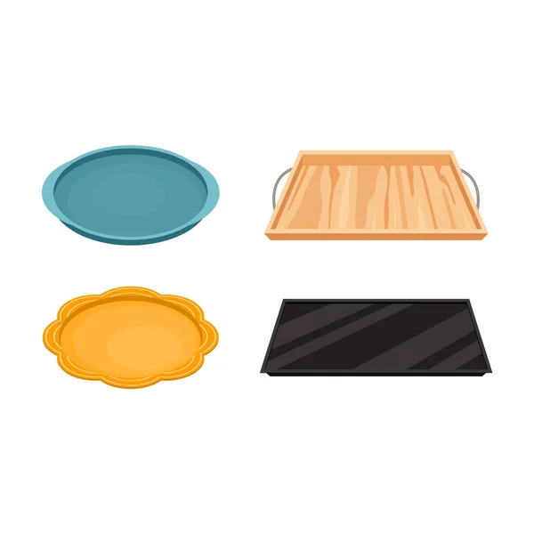 Cartoon Color Empty Food Tray Icon Set. Вектор — стоковый вектор