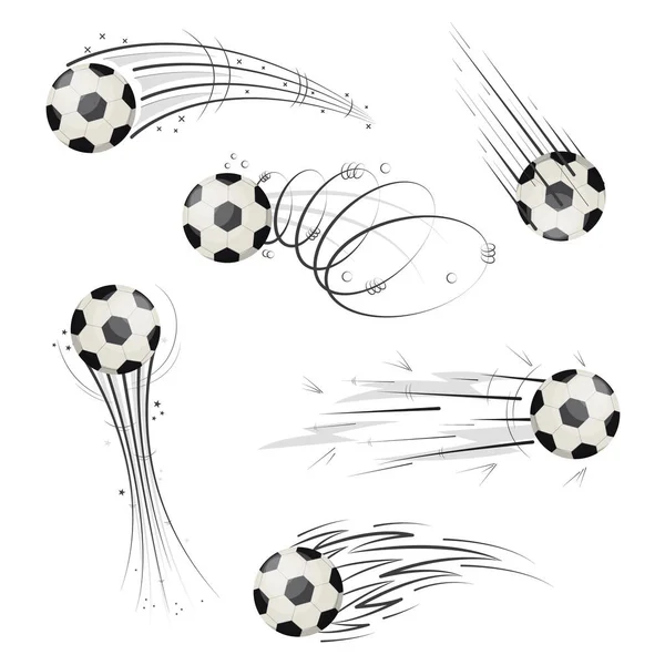 Juego de iconos de acción de pelota de fútbol de color. Vector — Archivo Imágenes Vectoriales
