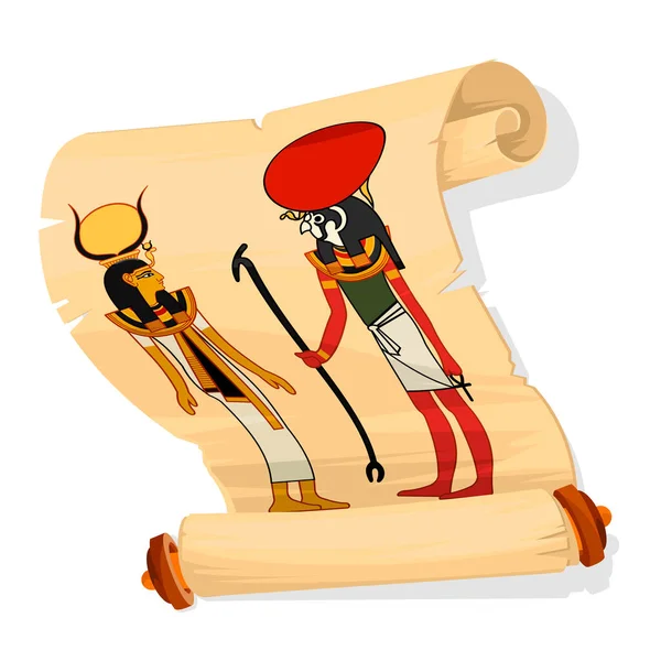 Tecknad färg Gamla Egypten Papyrus Rulla. Vektor — Stock vektor