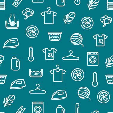 Çamaşır Tabelaları İnce Hat Kusursuz Desen Arkaplanı. Vektör