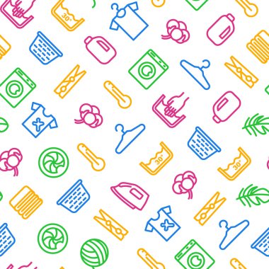 Çamaşır Tabelaları İnce Hat Kusursuz Desen Arkaplanı. Vektör