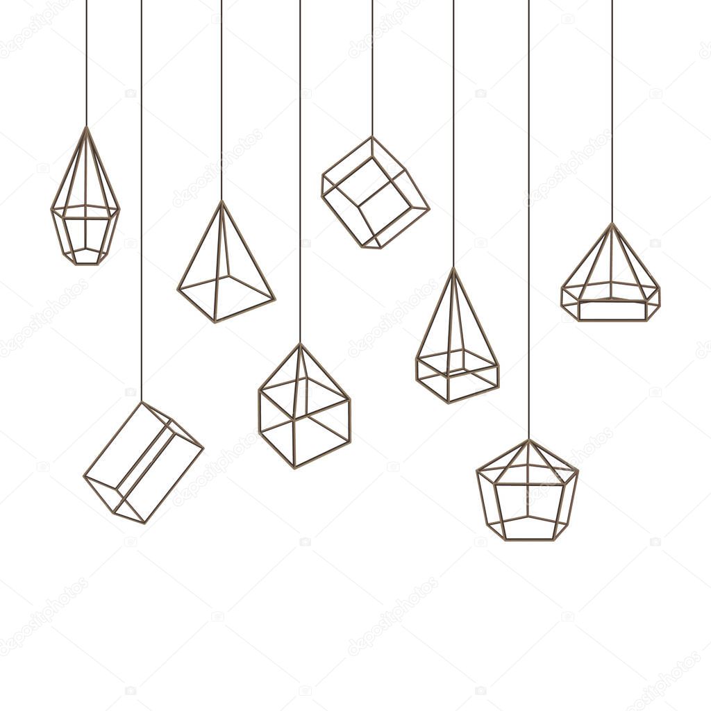 Geometric Glass Container with Thin Line Sides Background. Vector