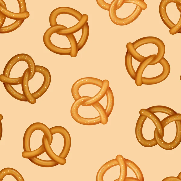 3d réaliste détaillée bretzel traditionnel pain snack sans couture motif arrière-plan. Vecteur — Image vectorielle