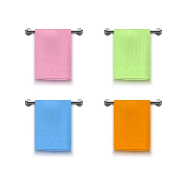 Réaliste 3D détaillée couleur Terry serviettes. Vecteur — Image vectorielle