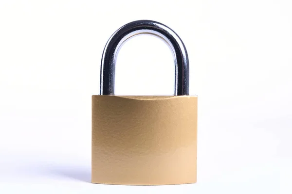 Locked Golden Padlock on the white background. — Stock Photo, Image