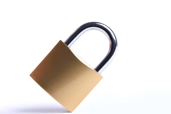 Locked Golden Padlock on the white background. — Stock Photo, Image