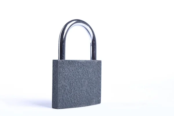 Locked grey Padlock on the white background. — 스톡 사진