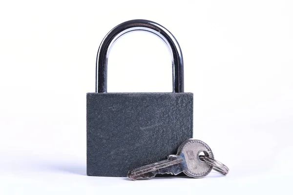 Locked grey Padlock on the white background. — 스톡 사진