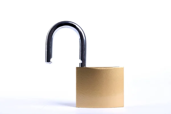 Open Golden Padlock on the white background. — Stock Photo, Image