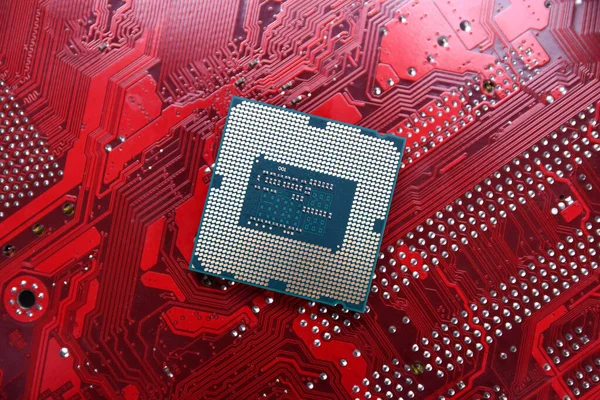 기술의 컴퓨터 프로세서 Cpu 콘센트 Motherboard Digital Chip Close — 스톡 사진