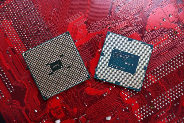 기술의 컴퓨터 프로세서 Cpu 콘센트 Motherboard Digital Chip Close — 스톡 사진