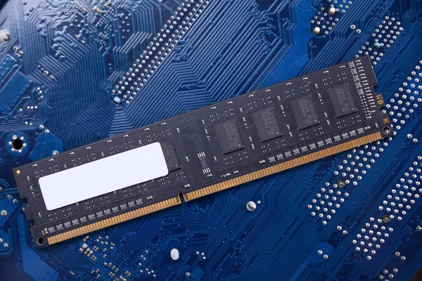 Dator Ram Moderkort Bakgrund Närbild Datorkomponenter — Stockfoto