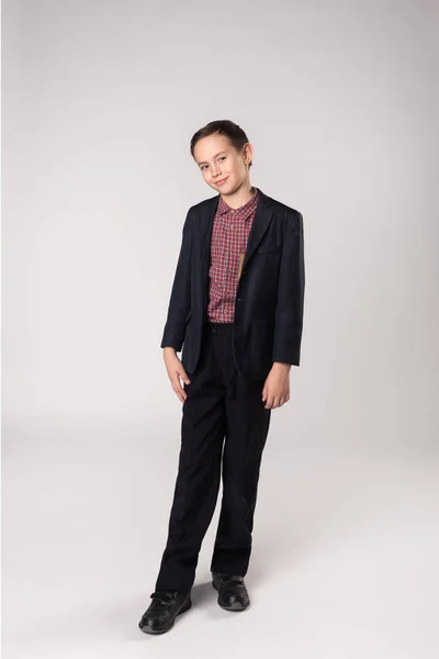 Portrait of little businessman boy in suit — Stock Photo, Image