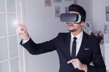 3D vizyon teknoloji kavramı, sanal gözlük
