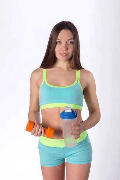 Atleta de fitness femenina con botella de agua —  Fotos de Stock