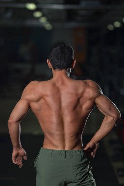 Kas vücut, arkadan görünüm ile güçlü atlet