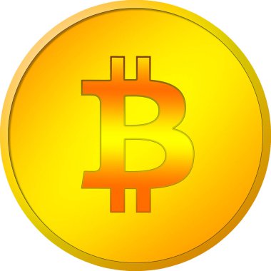 Beyaz arka planda izole edilmiş altın bitcoin