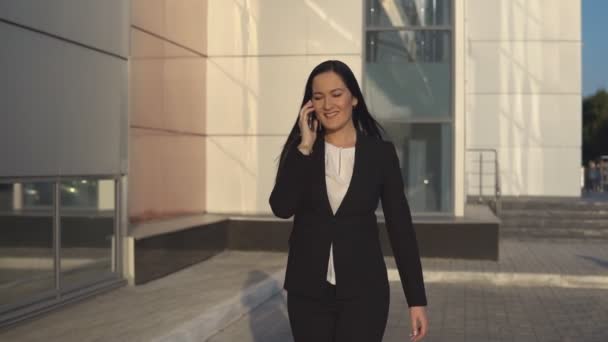 Les gens d'affaires tout en travaillant près de l'immeuble de bureaux — Video