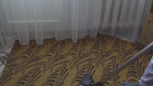 Cleaning the carpet with a vacuum cleaner — Stock Video