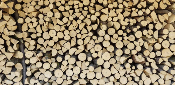 Wall of firewood — Stock Photo, Image