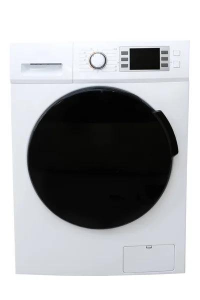 Waschmaschine mit Bildschirm auf Panel isoliert auf weiß — Stockfoto