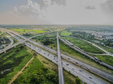 Bangkok şehir Tayland expressway havadan görünümü