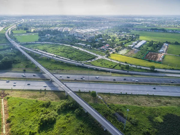Bangkok şehir Tayland expressway havadan görünümü