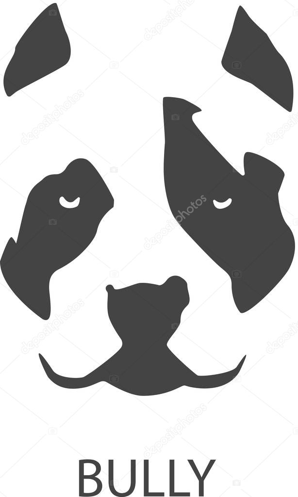 American bully silhouette on a transparent background
