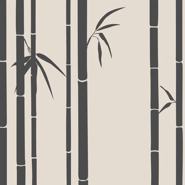 Fundo Bambu Tema Oriental Bambu Horizontal Dispara Sobre Fundo Bege — Vetor de Stock