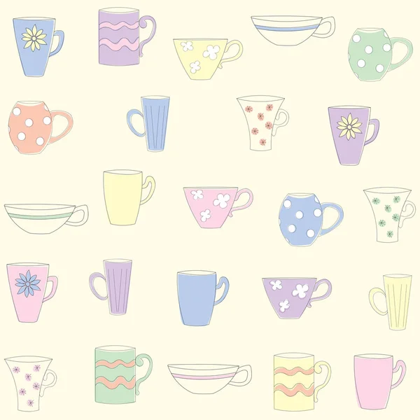 Background Cups Colored Cups Light Yellow Background Vector Illustration — Stock Vector