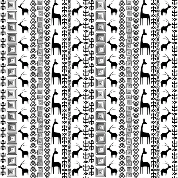 Afrikaanse Ornamenten Zwart Wit Etnische Naadloze Patroon Met Hand Getekende — Stockvector