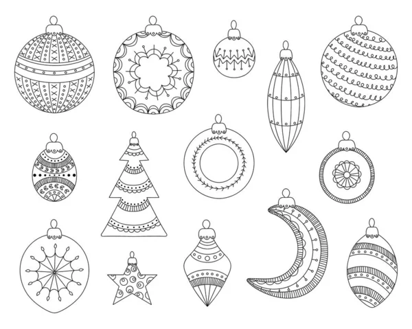 Kerstballen Kerstboom Decoraties Set — Stockvector