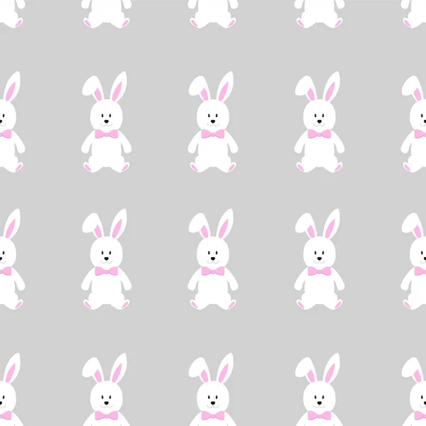 Cute Seamless Pattern Funny Cartoon Character Easter Bunny Vector Illustration — Stok Vektör