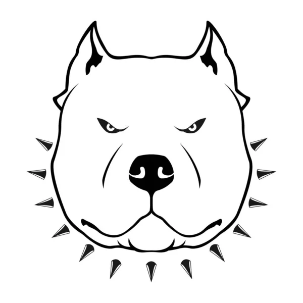 American Bully Dog Emblem Bully Dog Head Collar Spikes Vector — Stock Vector