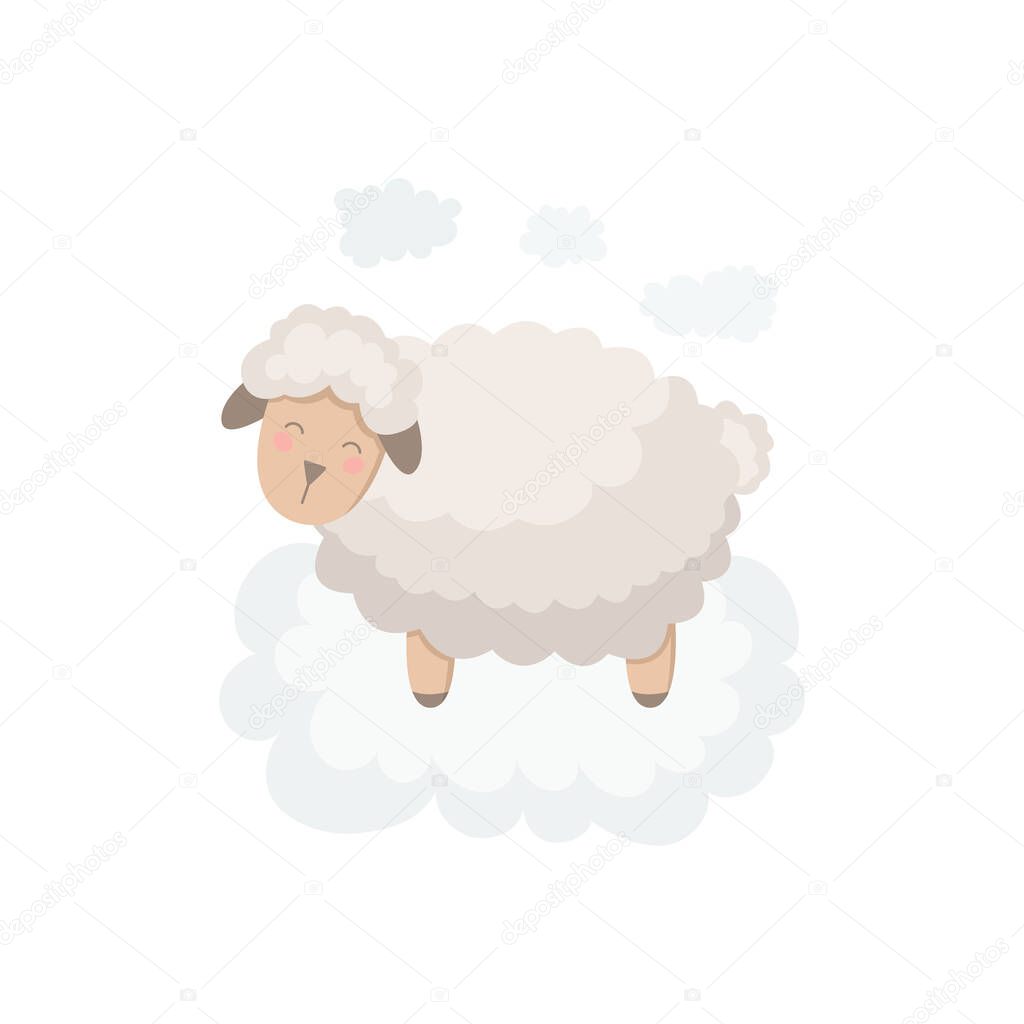 Seamless pattern with lambs and clouds. Funny background for kids.