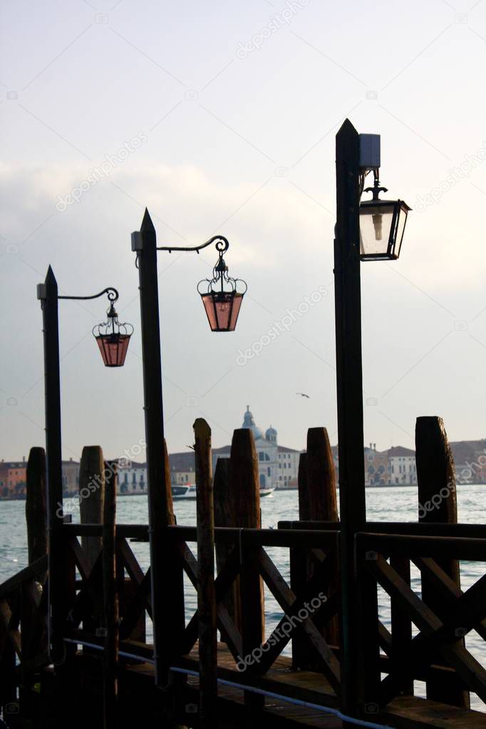City lights on San Marco square. Handmade produced by traditional technology.