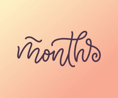 Mektup - yeni doğan veya takvim şablonu için aylar. Mutlu yıllar bebeğim, aile kavramı. Vektör illüstrasyonu