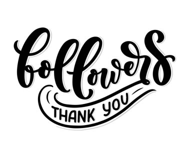 Takipçileri Harflendirmek, her amaç için harika bir tasarım. Banner şablonu. Sosyal ağ gönderimi, vektör illüstrasyonu