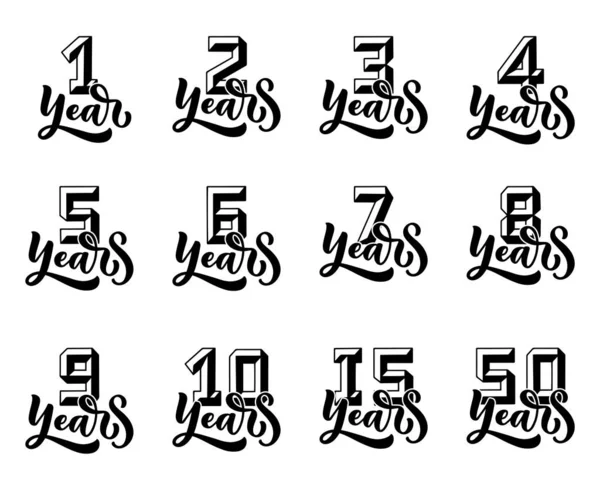Definir Com Letras Números Para Convite Partido Anos Celebração Aniversário — Vetor de Stock
