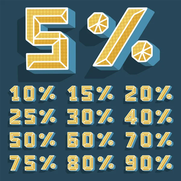 Set Numbers Percent Vector Modern Template Sale Offer Price Sign — Stock Vector