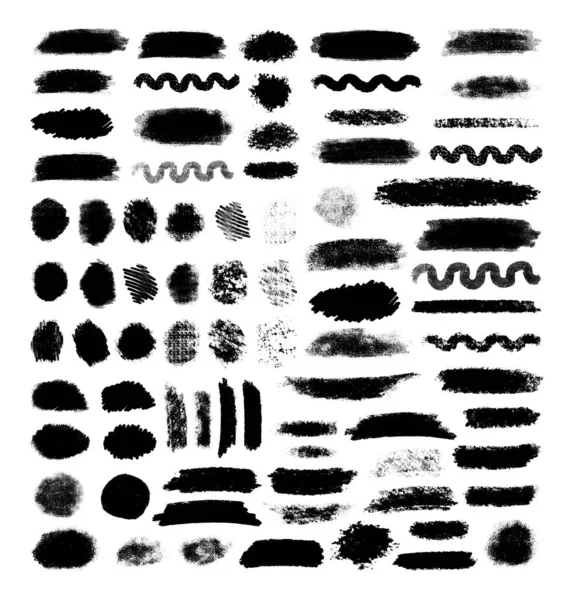 Conjunto Vectorial Pinceladas Artísticas Grunge Elementos Diseño Fondos Negros Vacíos — Archivo Imágenes Vectoriales
