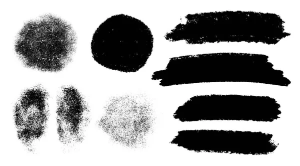 Vector Set Grunge Artistic Brush Strokes Design Elements Empty Black — Stock Vector