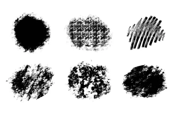 Ensemble Vectoriel Coups Pinceau Artistique Éléments Design Fonds Noirs Vides — Image vectorielle