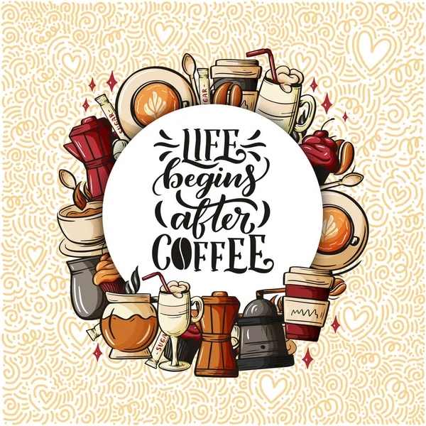 Cita Tipografía Taza Café Cita Tipografía Taza Café Cita Estilo — Vector de stock