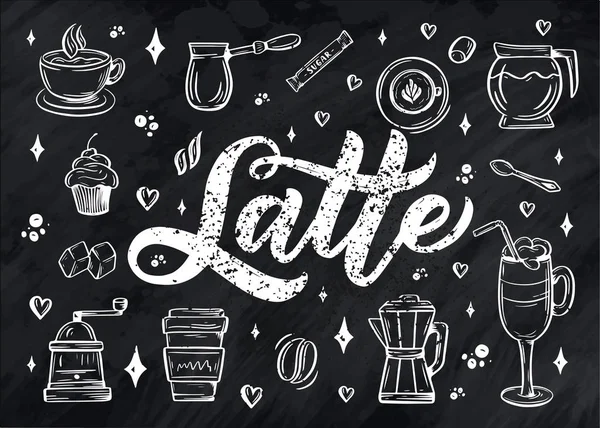 Letras Mano Nombre Del Café Con Boceto Para Cafetería Cafetería — Archivo Imágenes Vectoriales