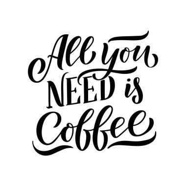 Kahve dükkanı ya da kafe için çizimler içeren el yazısı. Beyaz arkaplanda izole edilmiş, el yapımı klasik tipografi ifadesi.