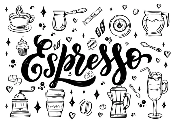 Hand Lettering Name Coffee Sketch Coffee Shop Cafe Hand Drawn — Stock Photo, Image